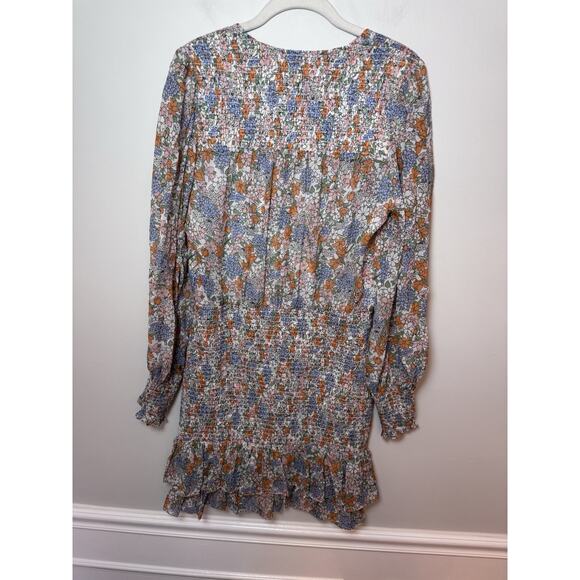 Veronica Beard Mini Dress Women Multi Saera Floral Silk Smocked Size 4 NWT $648 - Picture 12 of 12